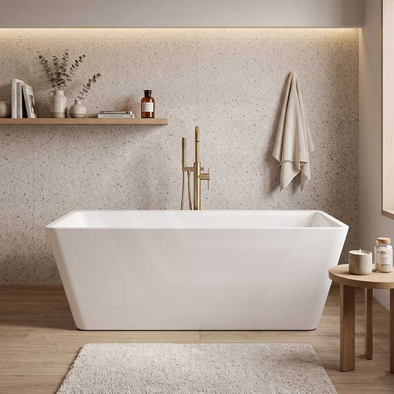 Qubist Rectangular Acrylic Freestanding Bathtub NO Overflow 1200/1400/1500/1700mm - Gloss White