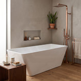 Qubist Rectangular Acrylic Freestanding Bathtub NO Overflow 1200/1400/1500/1700mm - Gloss White