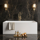 Theo Bathtub Multi Fit Corner Back to Wall Freestanding Acrylic Bathtub No Overflow - 1400/1500/1700mm - Matt White
