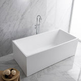 Theo Bathtub Multi Fit Corner Back to Wall Freestanding Acrylic Bathtub No Overflow - 1400/1500/1700mm - Matt White