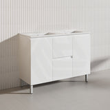 1200mm Freestanding PVC Vanity with Gloss White Finish Middle Drawers Double Bowls Cabinet ONLY for Bathroom