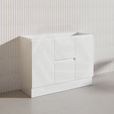 1200mm Freestanding PVC Vanity with Gloss White Finish Middle Drawers Double Bowls Cabinet ONLY for Bathroom