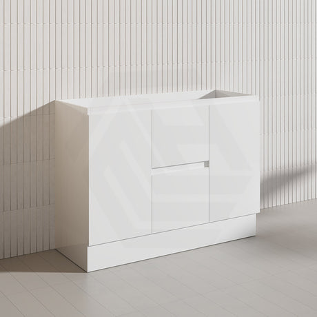 1200mm Freestanding PVC Vanity with Gloss White Finish Middle Drawers Double Bowls Cabinet ONLY for Bathroom