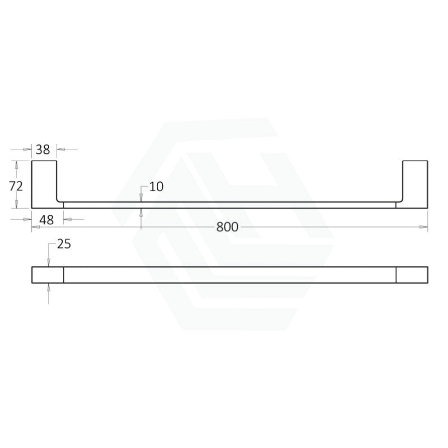Ceram 600/800Mm Matt Black Single Towel Rail Brass & Zinc Alloy 800Mm Chrome Rails