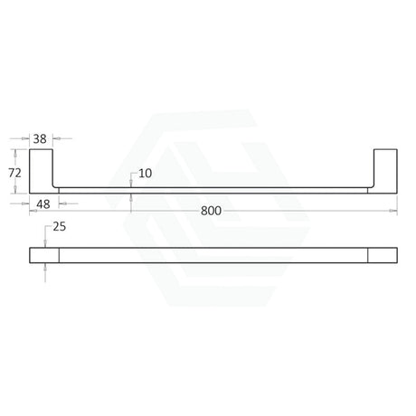 Ceram 600/800Mm Matt Black Single Towel Rail Brass & Zinc Alloy 800Mm Chrome Rails