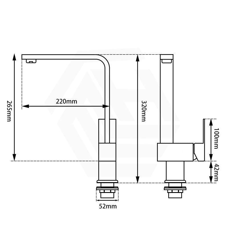 Chrome Brass Square Kitchen Sink Mixer Tap 360° Swivel