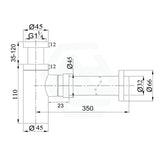 Chrome Basin Bottle Trap 32mm Square Solid Brass