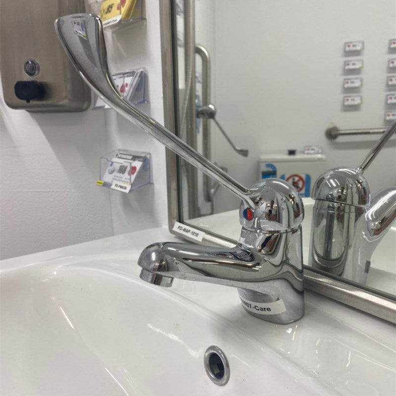 Chrome Solid Brass Basin Mixer With Extended Lever And Electroplating For Care Disabled Bathroom