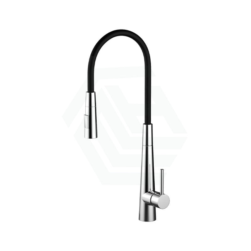 Chrome Solid Brass Mixer Tap With Flexible Rubber Spout 360 Swivel For Kitchen Pull Down Sink Mixers