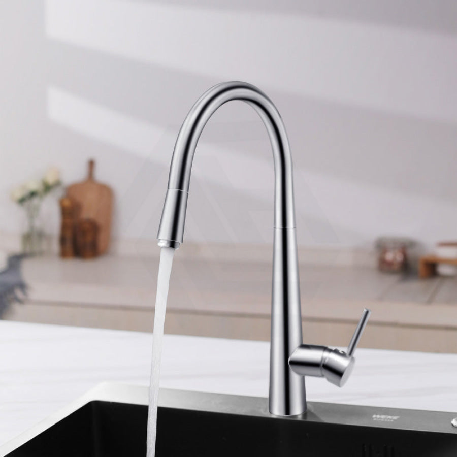 Chrome Solid Brass Round Mixer Tap With 360° Swivel And Pull Out For Kitchen Kitchen Products