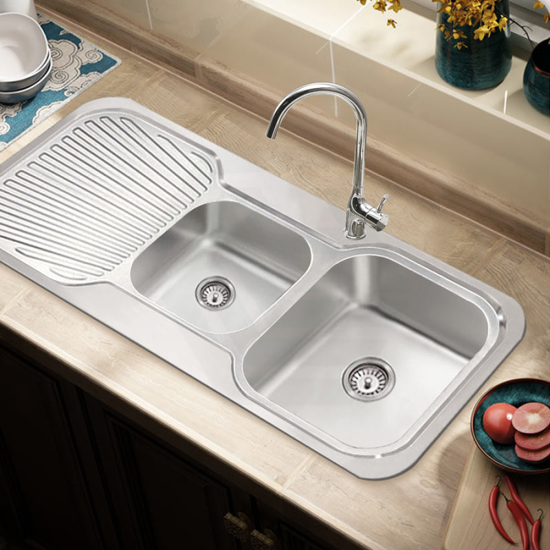 Cora 1080X480X170Mm 1&3/4 Bowl Stainless Steel Kitchen Sink Single Drainer Left Right Available