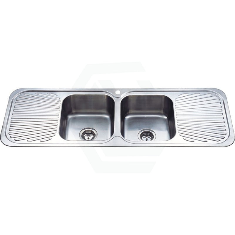 Cora 1380X480X170Mm Stainless Steel Kitchen Sink Double Bowls And Drainer