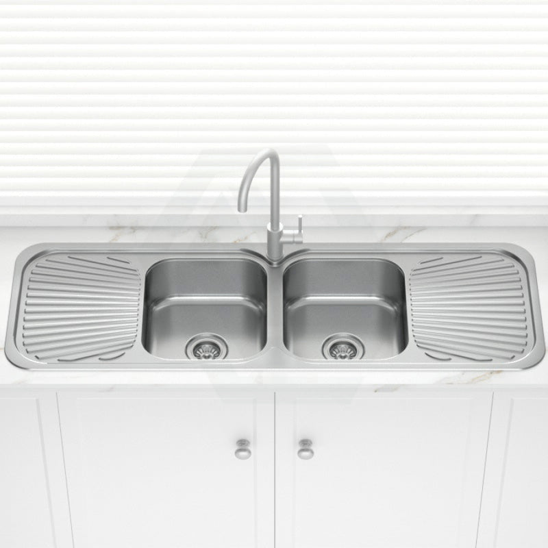 Stainless Steel Kitchen Sink Double Bowls Drainboards 1500mm