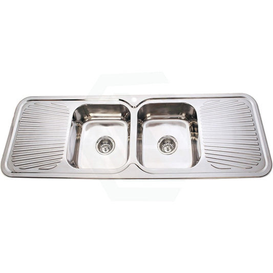 Cora 1500X500X180Mm Stainless Steel Kitchen Sink Double Bowls With Drainer