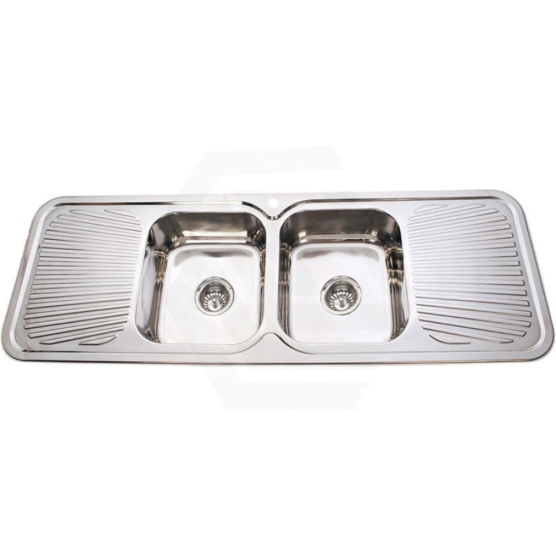 Cora 1500X500X180Mm Stainless Steel Kitchen Sink Double Bowls With Drainer