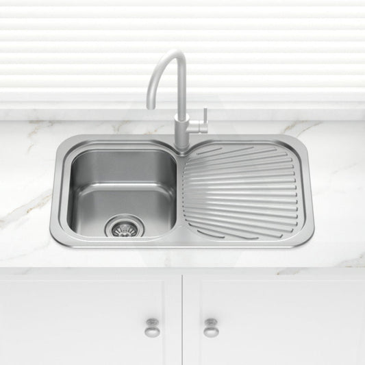 Stainless Steel Kitchen Sink Single Drain Board 780mm
