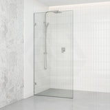 Tempered Glass Frameless Walk-in Shower Screen Fixed Panel Brushed Nickel 300-1200mm