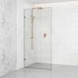 From 300 To 1200X2000Mm Frameless Walk In Shower Screen Single Fixed Panel Brushed Bronze Brackets