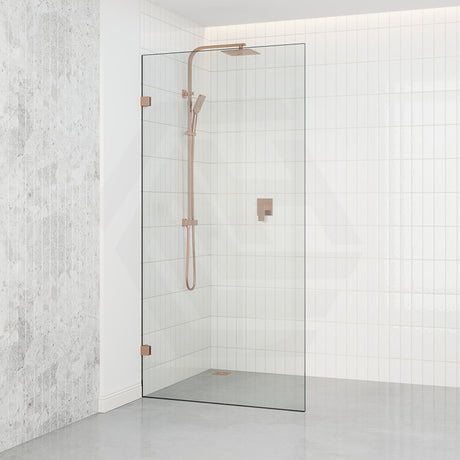 From 300 To 1200X2000Mm Frameless Walk In Shower Screen Single Fixed Panel Brushed Bronze Brackets