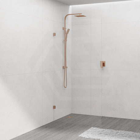 From 300 To 1200X2000Mm Frameless Walk In Shower Screen Single Fixed Panel Brushed Bronze Brackets