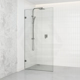 Tempered Glass Frameless Walk-in Shower Screen Fixed Panel Gunmetal Grey 300-1200mm