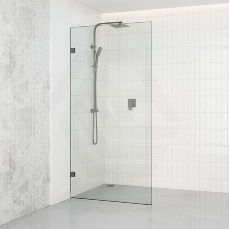 Tempered Glass Frameless Walk-in Shower Screen Fixed Panel Gunmetal Grey 300-1200mm
