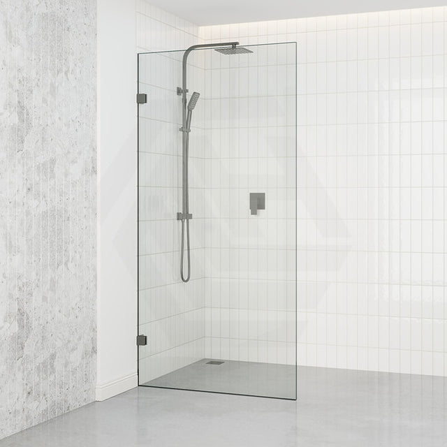 Tempered Glass Frameless Walk-in Shower Screen Fixed Panel Gunmetal Grey 300-1200mm