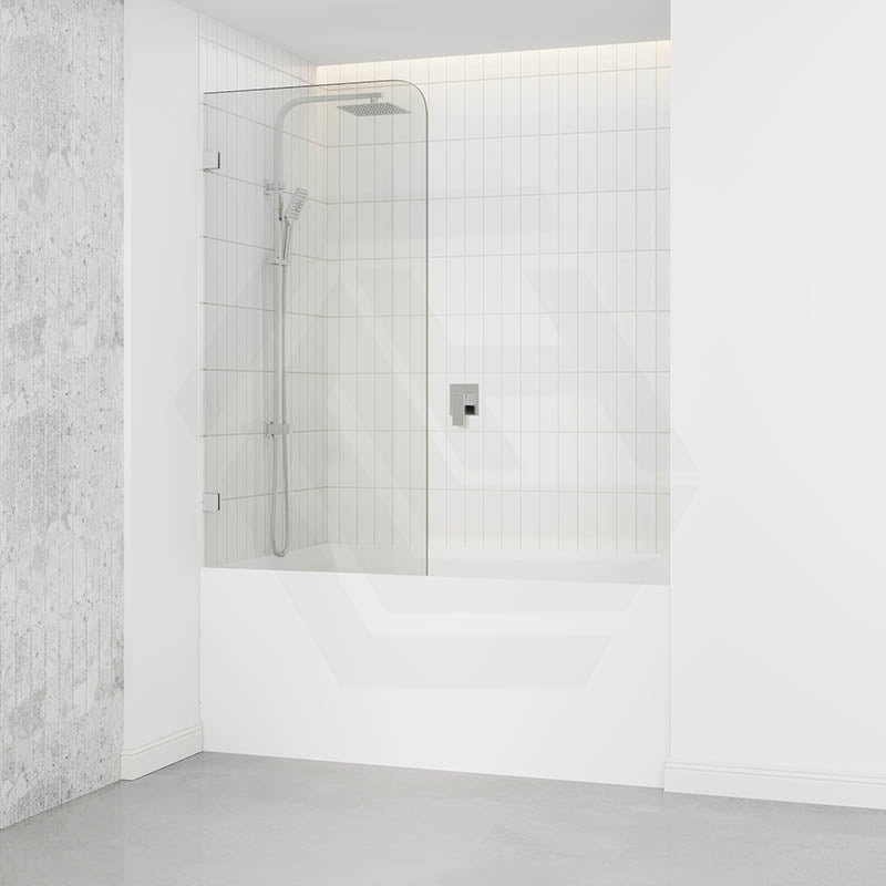 750/900mm Bathtub CURVED Corner Shower Screen Fixed Panel Variant Colour Fittings 10mm Tempered Glass Frameless