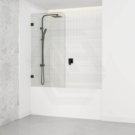 750/900mm Bathtub CURVED Corner Shower Screen Fixed Panel Variant Colour Fittings 10mm Tempered Glass Frameless