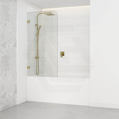 750/900mm Bathtub CURVED Corner Shower Screen Fixed Panel Variant Colour Fittings 10mm Tempered Glass Frameless