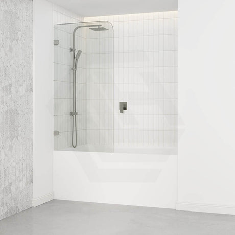 750/900mm Bathtub CURVED Corner Shower Screen Fixed Panel Variant Colour Fittings 10mm Tempered Glass Frameless