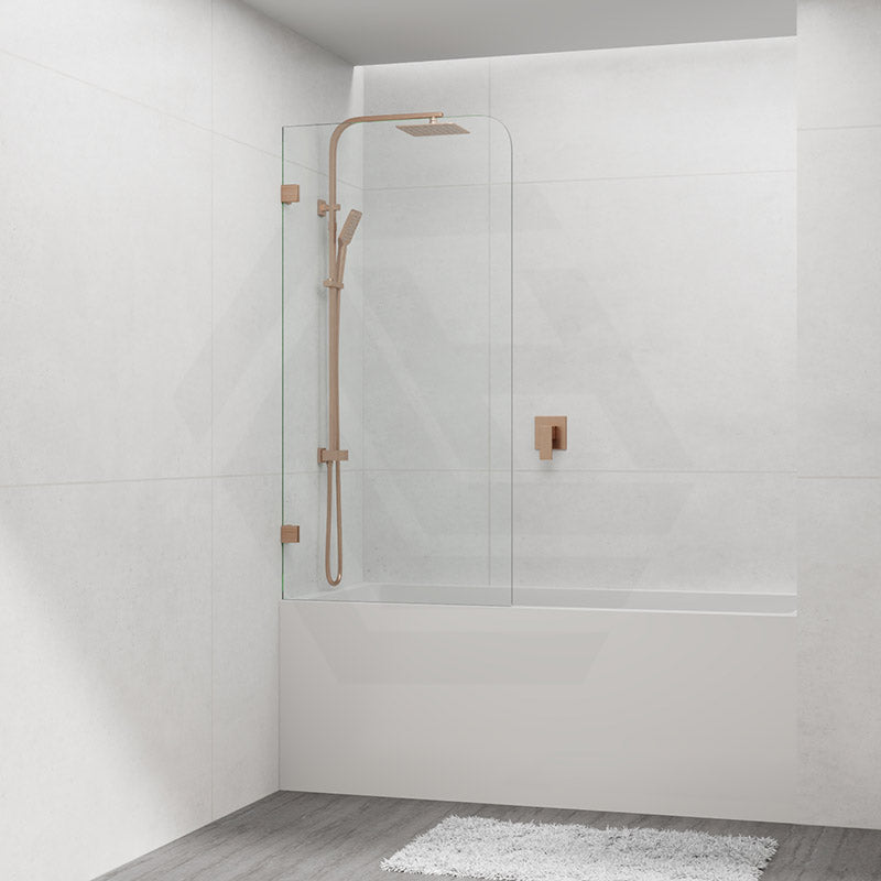 750/900mm Bathtub CURVED Corner Shower Screen Fixed Panel Variant Colour Fittings 10mm Tempered Glass Frameless