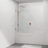 750/900mm Bathtub CURVED Corner Shower Screen Fixed Panel Variant Colour Fittings 10mm Tempered Glass Frameless