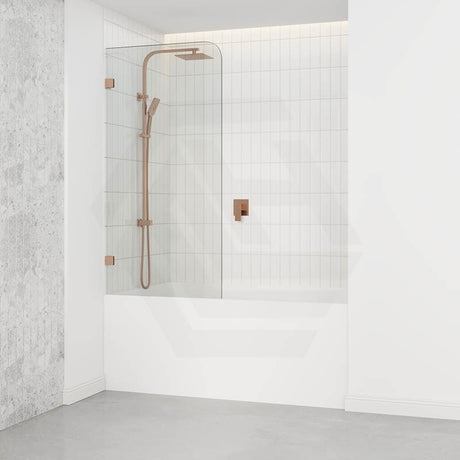 750/900mm Bathtub CURVED Corner Shower Screen Fixed Panel Variant Colour Fittings 10mm Tempered Glass Frameless