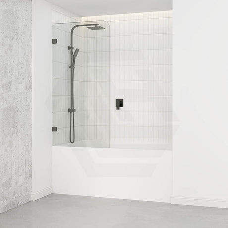 750/900mm Bathtub CURVED Corner Shower Screen Fixed Panel Variant Colour Fittings 10mm Tempered Glass Frameless