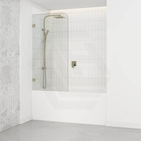 750/900mm Bathtub CURVED Corner Shower Screen Fixed Panel Variant Colour Fittings 10mm Tempered Glass Frameless