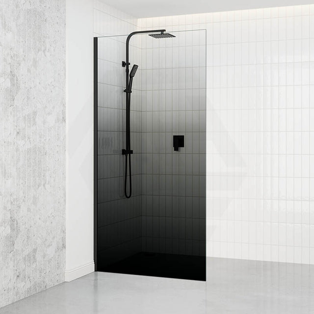 Tempered Glass Frameless Gradient Shower Screen Single Fixed Panel Black