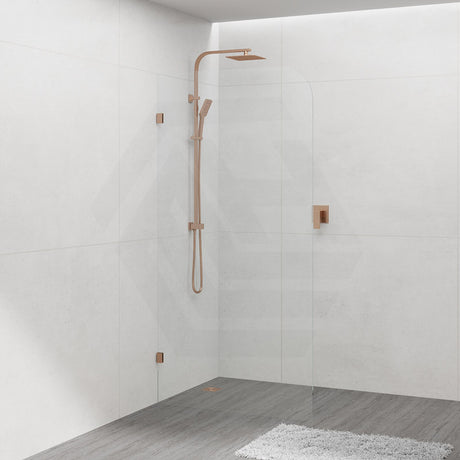 800/900/1000/1100/1200x2100mm Frameless CURVED Corner Shower Screen Single Door Fixed Panel 10mm Glass with Variant Colour L Brackets