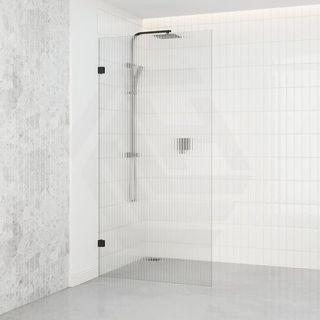 From 800 to 1200x2000mm Frameless Walk-in Shower Screen Single Fixed Panel Variant Colour Brackets 10mm Fluted Glass