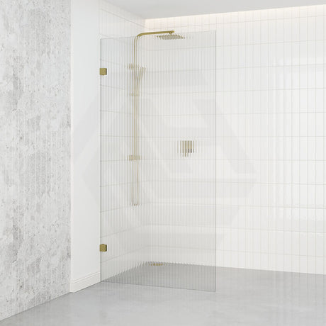 From 800 to 1200x2000mm Frameless Walk-in Shower Screen Single Fixed Panel Variant Colour Brackets 10mm Fluted Glass
