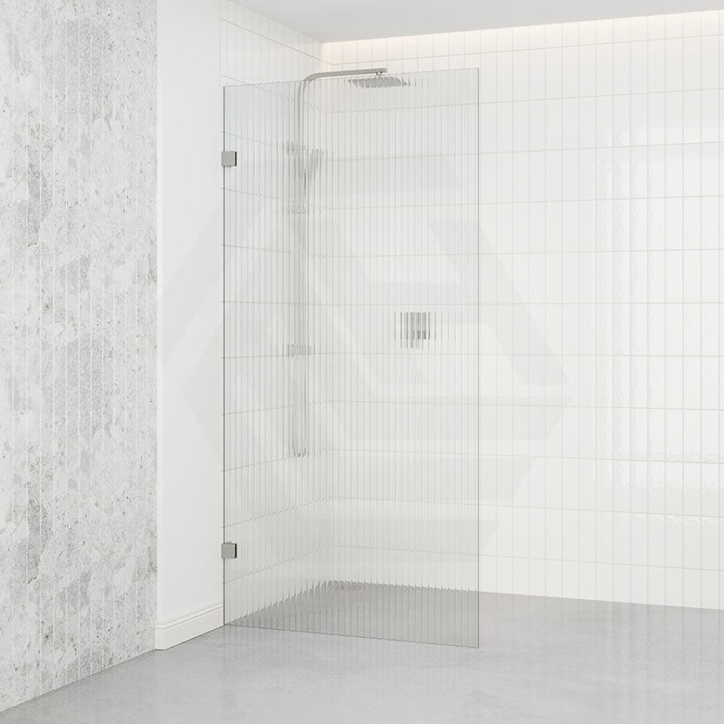 From 800 to 1200x2000mm Frameless Walk-in Shower Screen Single Fixed Panel Variant Colour Brackets 10mm Fluted Glass