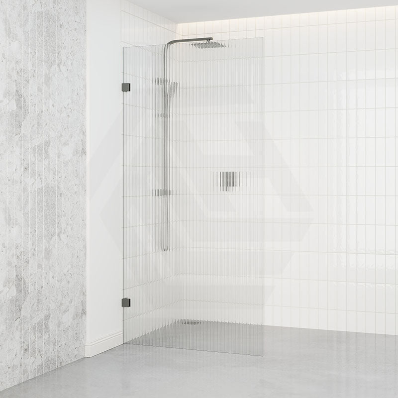 From 800 to 1200x2000mm Frameless Walk-in Shower Screen Single Fixed Panel Variant Colour Brackets 10mm Fluted Glass