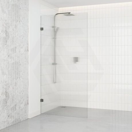 From 800 to 1200x2000mm Frameless Walk-in Shower Screen Single Fixed Panel Variant Colour Brackets 10mm Fluted Glass