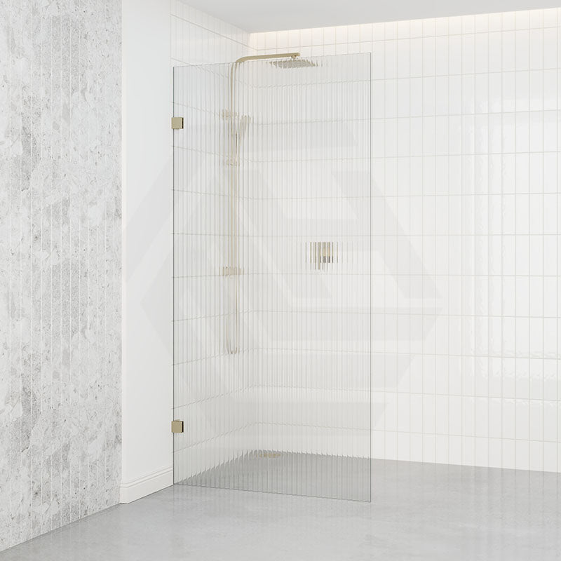 From 800 to 1200x2000mm Frameless Walk-in Shower Screen Single Fixed Panel Variant Colour Brackets 10mm Fluted Glass
