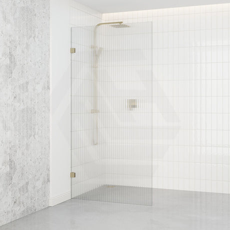 From 800 to 1200x2000mm Frameless Walk-in Shower Screen Single Fixed Panel Variant Colour Brackets 10mm Fluted Glass