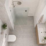 Frameless Walk-in Fixed Panel 10mm Frosted Glass with L Brackets 900/1000/1200x2000mm - Variant Colour Fittings