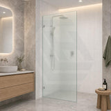Frameless Walk-in Fixed Panel 10mm Frosted Glass with L Brackets 900/1000/1200x2000mm - Variant Colour Fittings