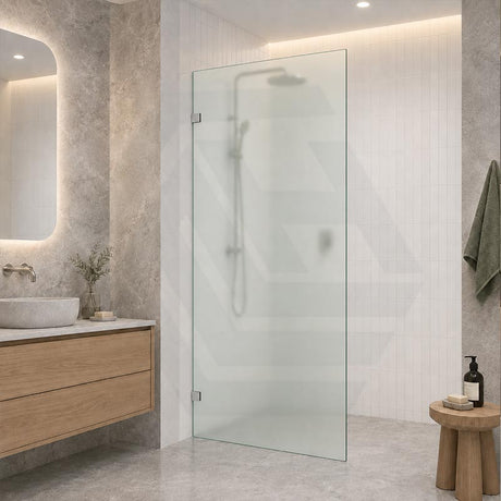 Frameless Walk-in Fixed Panel 10mm Frosted Glass with L Brackets 900/1000/1200x2000mm - Variant Colour Fittings