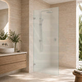 Frameless Walk-in Fixed Panel 10mm Frosted Glass with L Brackets 900/1000/1200x2000mm - Variant Colour Fittings