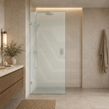 Frameless Walk-in Fixed Panel 10mm Frosted Glass with L Brackets 900/1000/1200x2000mm - Variant Colour Fittings